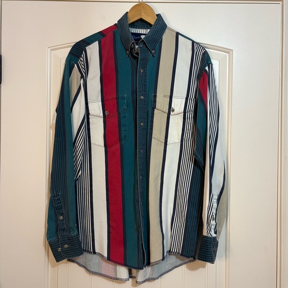 Vintage Wrangler Brushpopper Shirt 15 1/2 X‎ 34 Faded Cowboy Western Utility - Picture 1 of 13